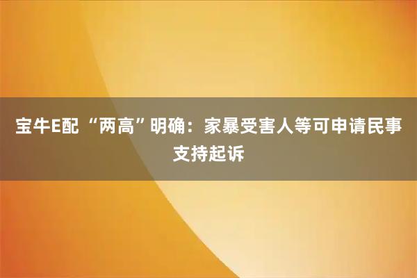宝牛E配 “两高”明确：家暴受害人等可申请民事支持起诉
